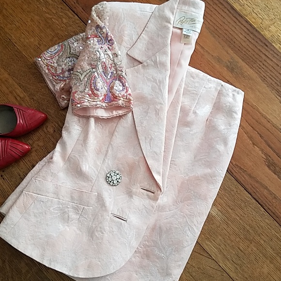 Rickie Freeman brocade suit Evening/MOB, pink - Picture 1 of 8